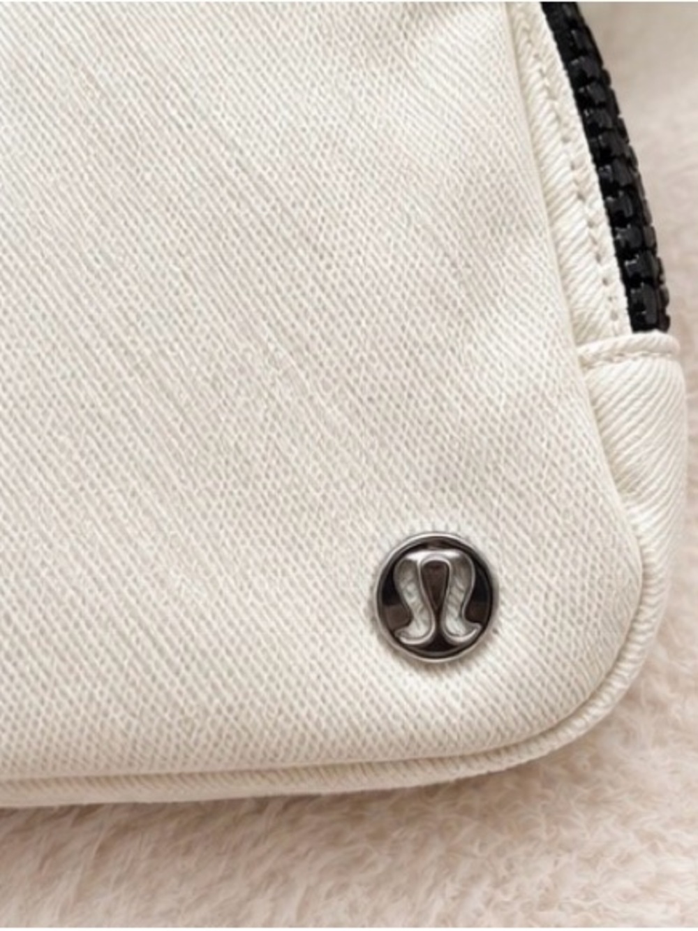 lululemon athletica Ivory Canvas Cosmetic Pouch with Silver Logo